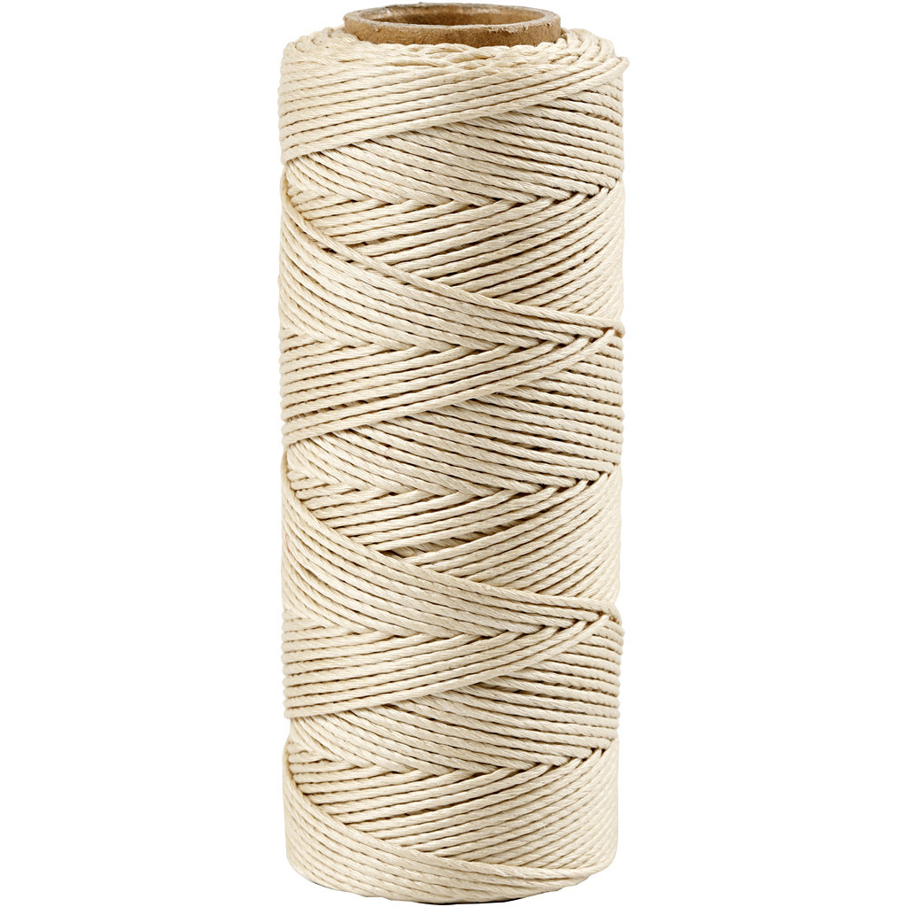 Bambussnor - 1 mm - Råhvid - 65 meter