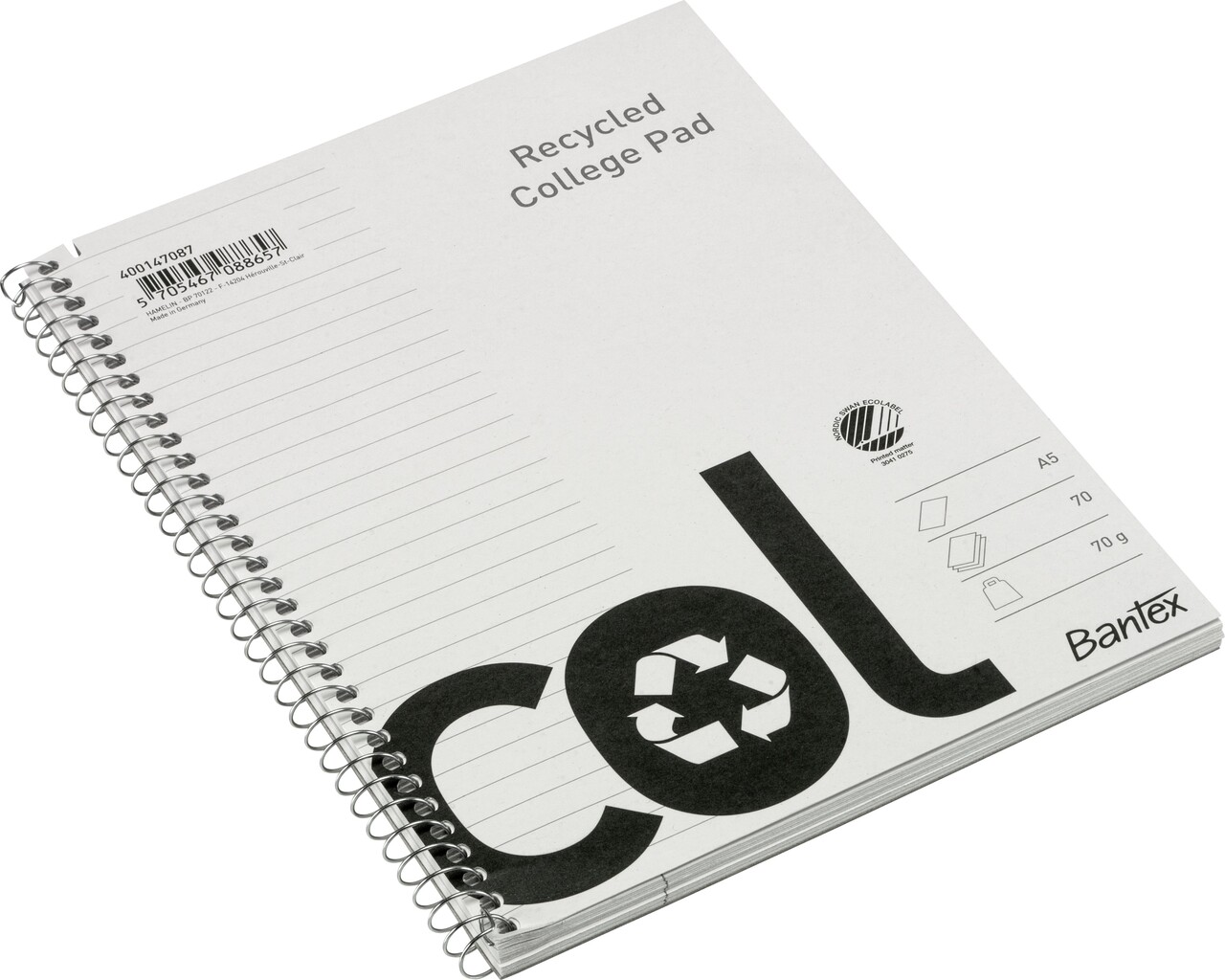 5 stk. Notesblok A5+ linieret Bantex recycled