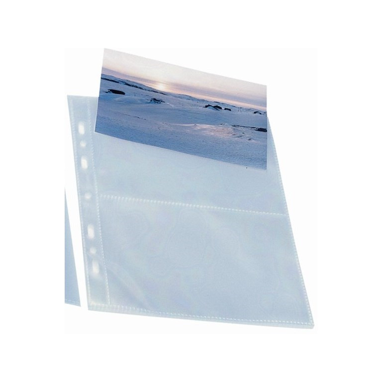 Plastiklomme - Bantex A5 til 4 postkort - 10x15cm - Transparent - 0,11mm - 10 stk