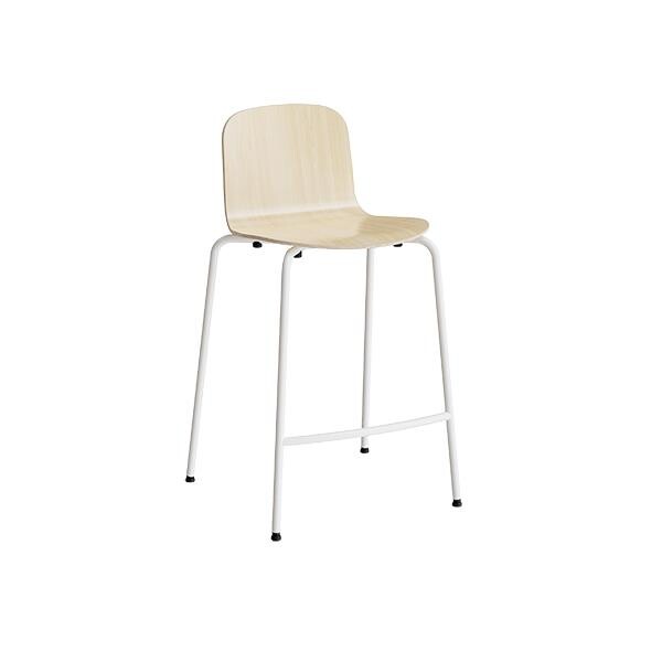 Bar stol Add, Birk laminat, hvide ben