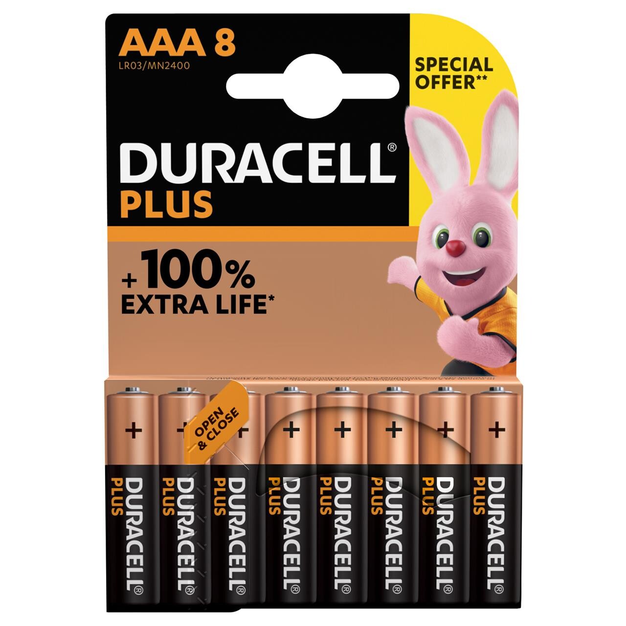 Duracell AAA batterier Plus Power alkaline 8stk|pak