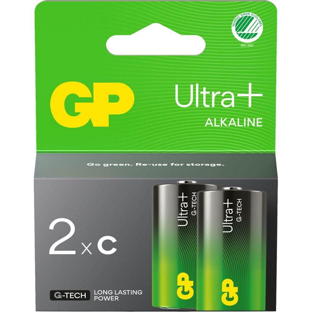 Batteri GP Ultra Plus Alkaline C 2-pak