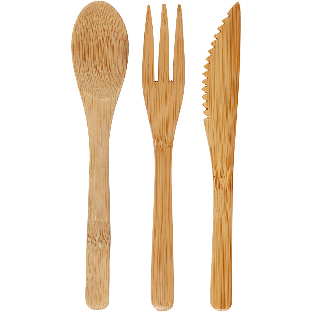 Bestiksæt, engangsservice bambus - L: 16 cm