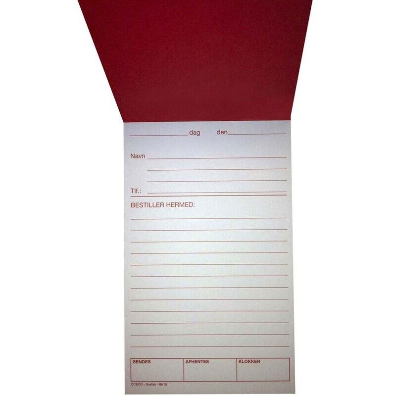 Bestillingssedler blokke m/rødt tryk 11x19,5cm 100bl RK15 - 10 stk
