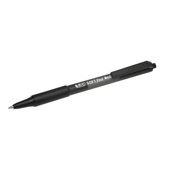 12 stk. BIC kuglepen Soft Feel Clic Grip sort