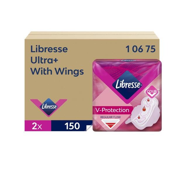 Libresse trusseindlæg Ultra + wing 10675 150 stk pr pakke - 2 pakker