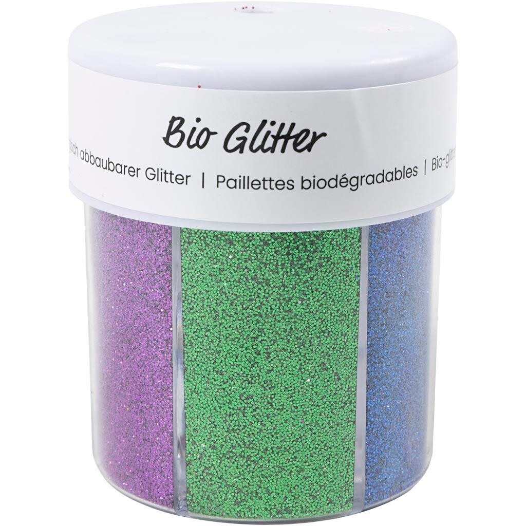 Bio-glitter, ass. farver, 6x13 g - 1 stk