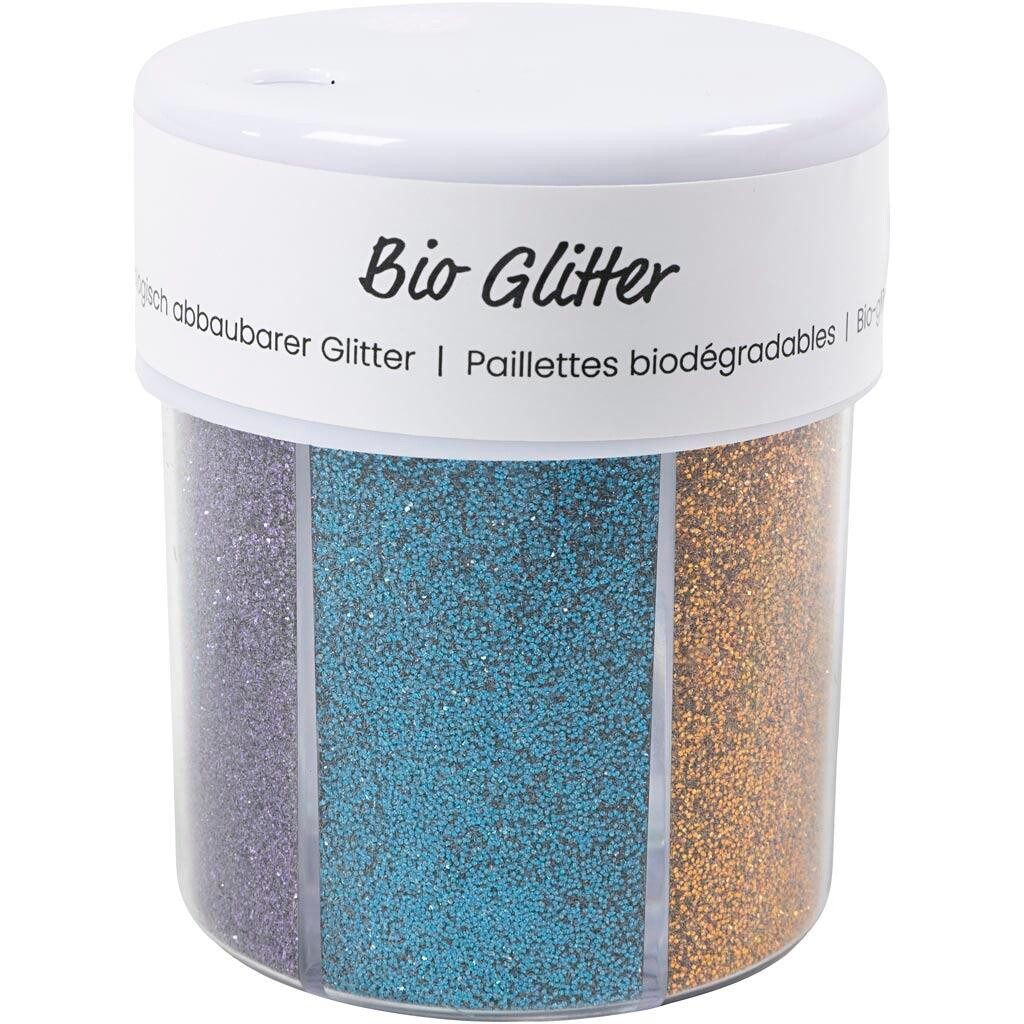 Bio-glitter, ass. farve, 6x13 g - 1 stk