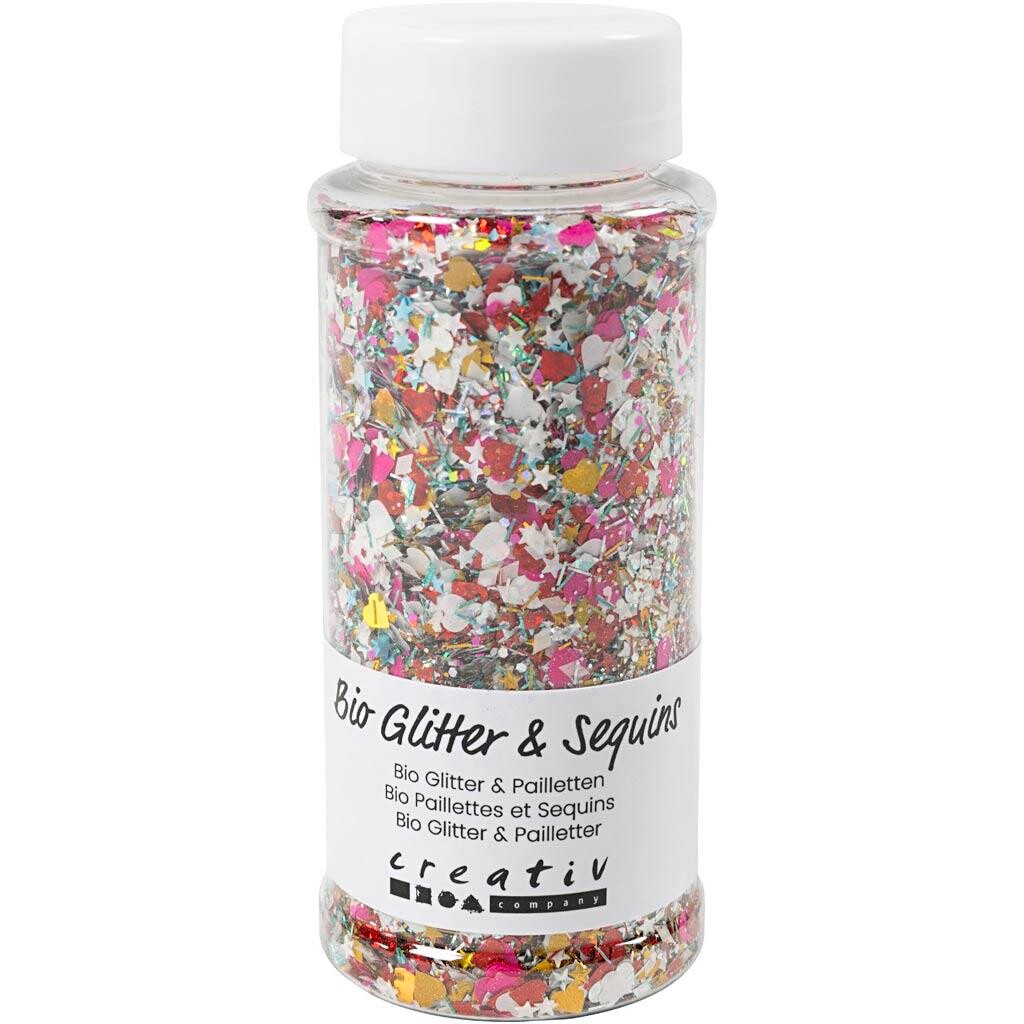 Bio Glitter & Pailletter – Assorterede farver – 70 g – 1 stk