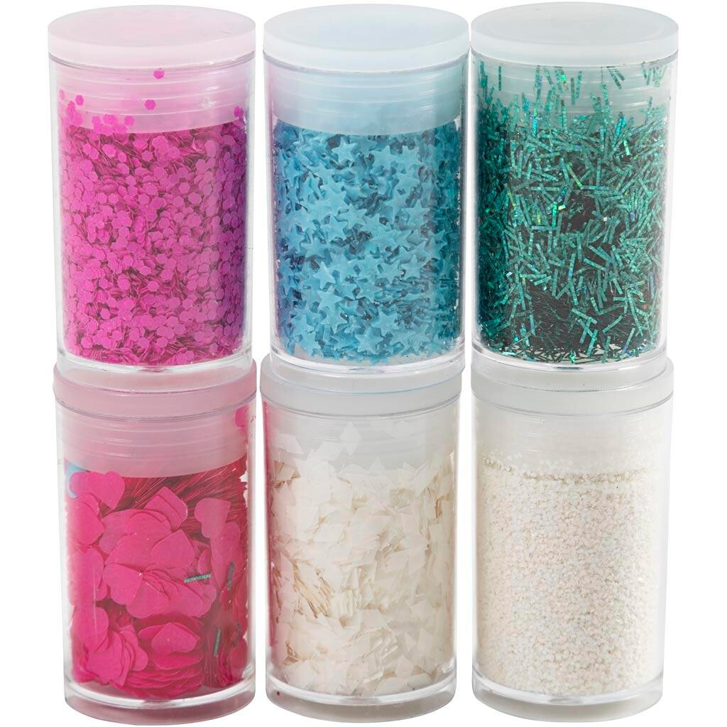 Bio Glitter & Pailletter, pastelfarver, 6x5 g - 1 pak