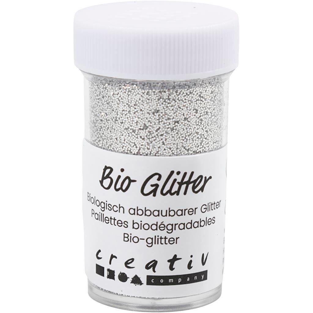 Bio-glitter, sølv, 20 g - 1 stk
