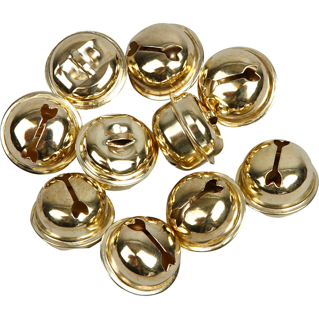 Bjælder diameter 13+15+17 mm guld | 12 assorteret stk.