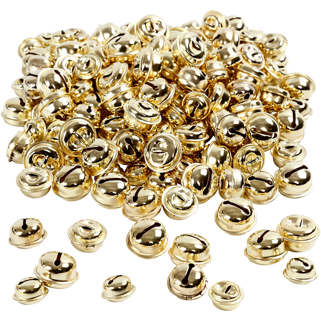 Bjælder - Assorteret - 13+15+17 mm - Guld - 220 stk.