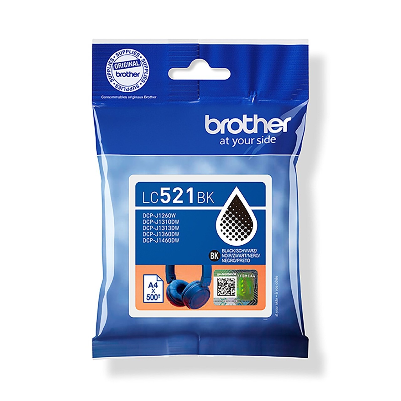 Brother LC521BK, Blækpatron, Sort - Til DCP-J1310DW