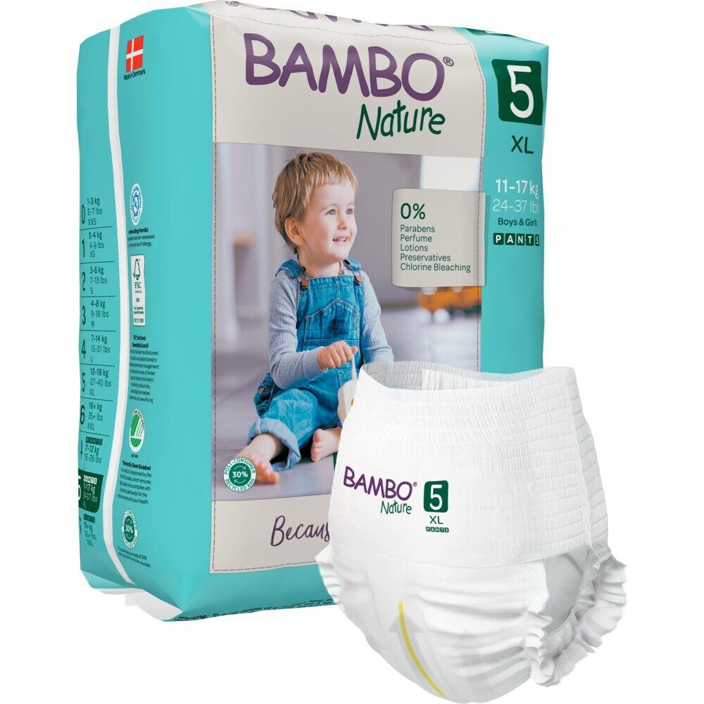 Børnebleer - Bambo Nature Pants 5 - Bukseble - 11-17 kg - 95 stk - Hvid