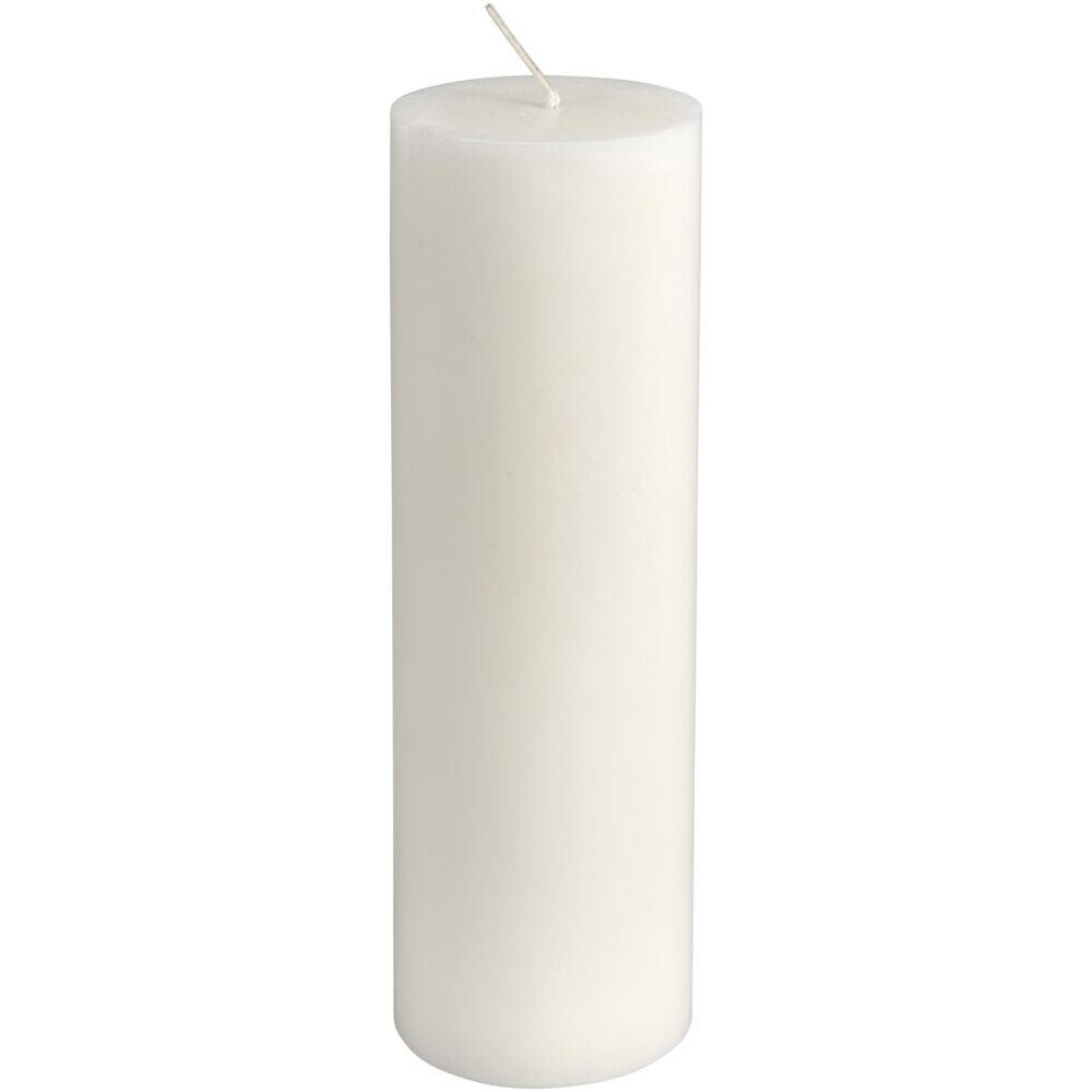Bloklys - Stearin 20cm Ø6cm 60 timer hvid - 12 stk