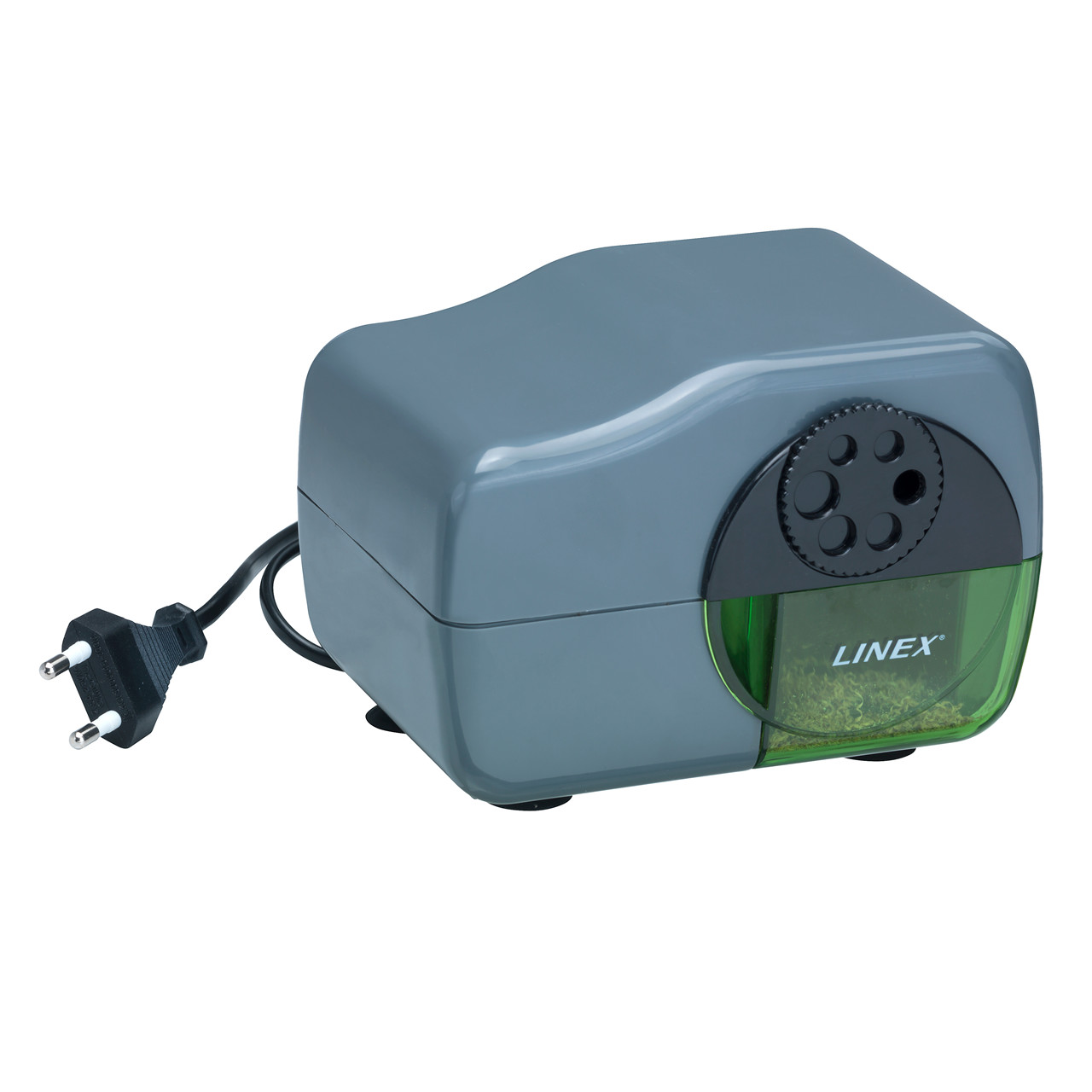 Elektrisk blyantspidser - Linex m. 6 huller - Grå