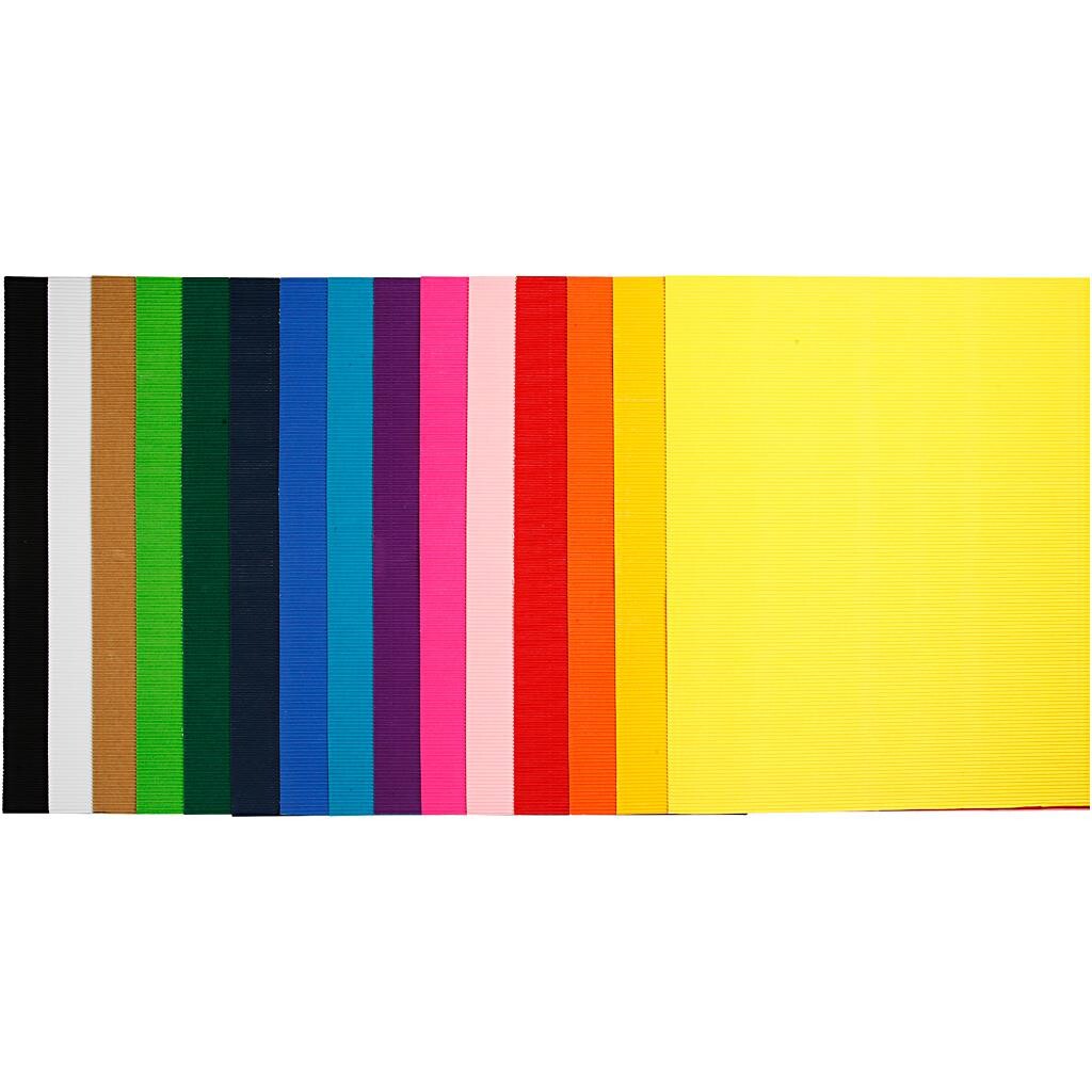 Bølgepap - 50x70 cm - 80 g - 15 assorterede ark