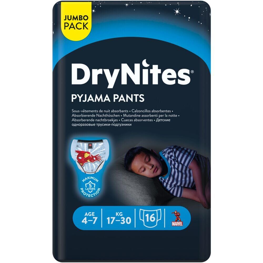 Børneble, bukseble, DryNites Pyjama Pants, 4-7 år, med print, 17-30 kg - 64 stk