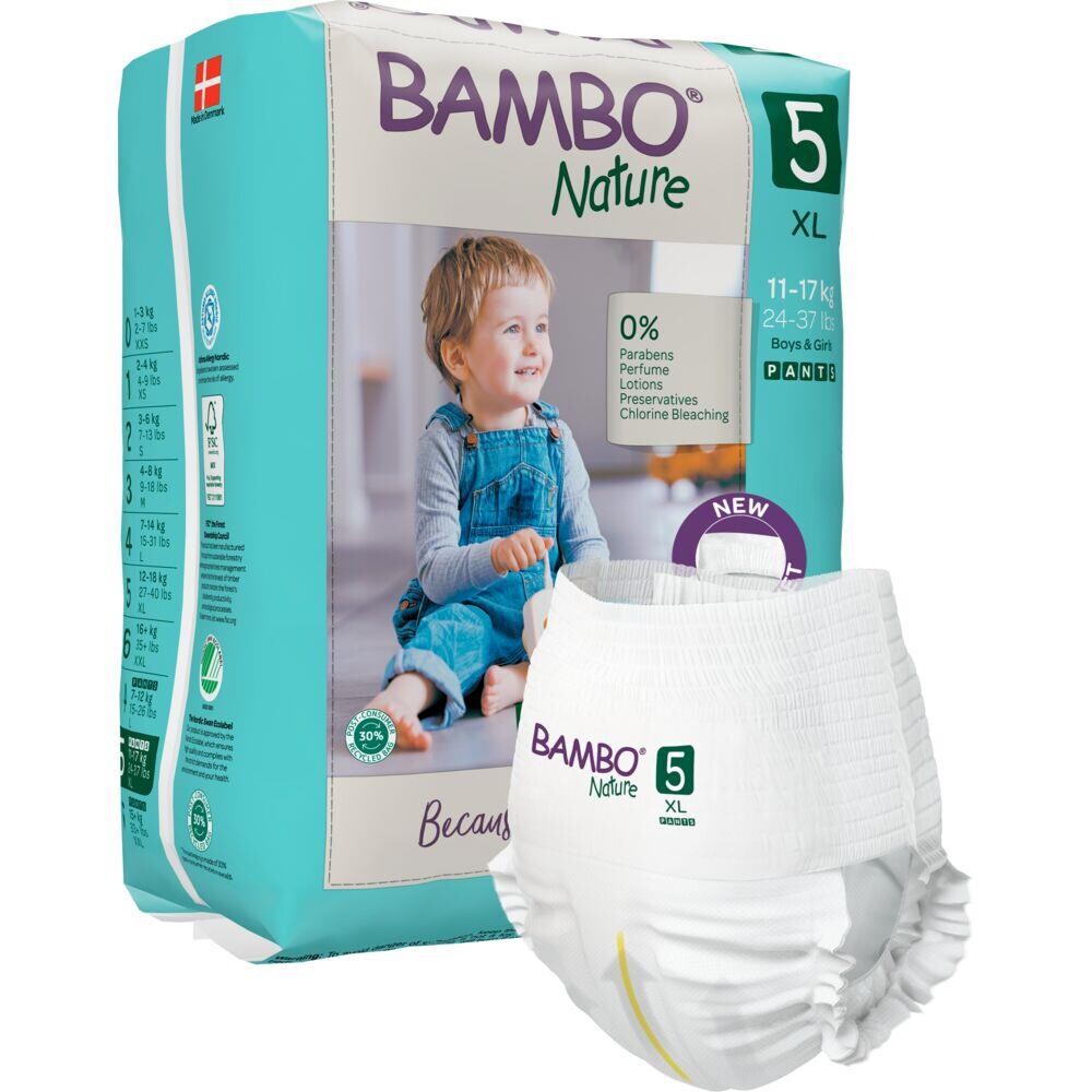 Børneble, bukseble, miljømærket, Bambo Nature Pants, 5, 11-17 kg - 95 stk