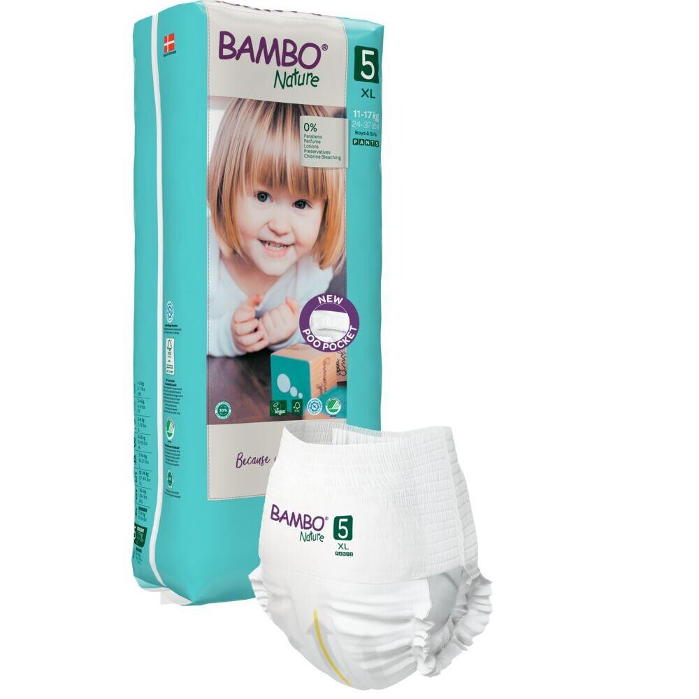 Børneble, bukseble, miljømærket, Bambo Nature Pants, 5, tall pack, (Tall), 11-17 kg - 114 stk