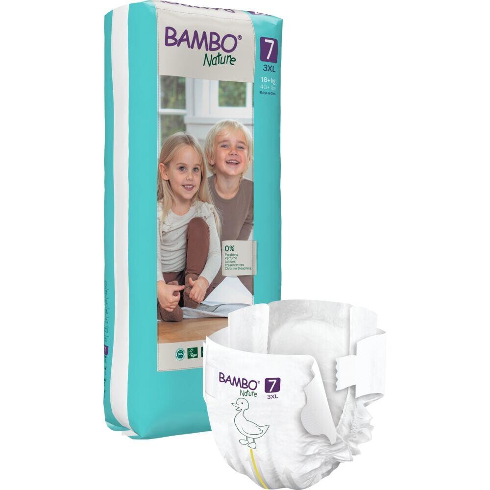 Børneble - Bambo Nature Tapeble Str. 7 - 18+ kg - Tall Pack - 120 stk.