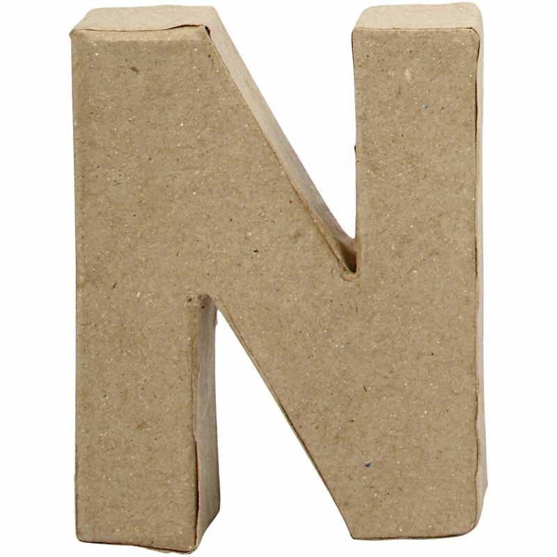Bogstav papmaché højde 10 cm tykkelse 2 cm N | Bredde 7,8 cm
