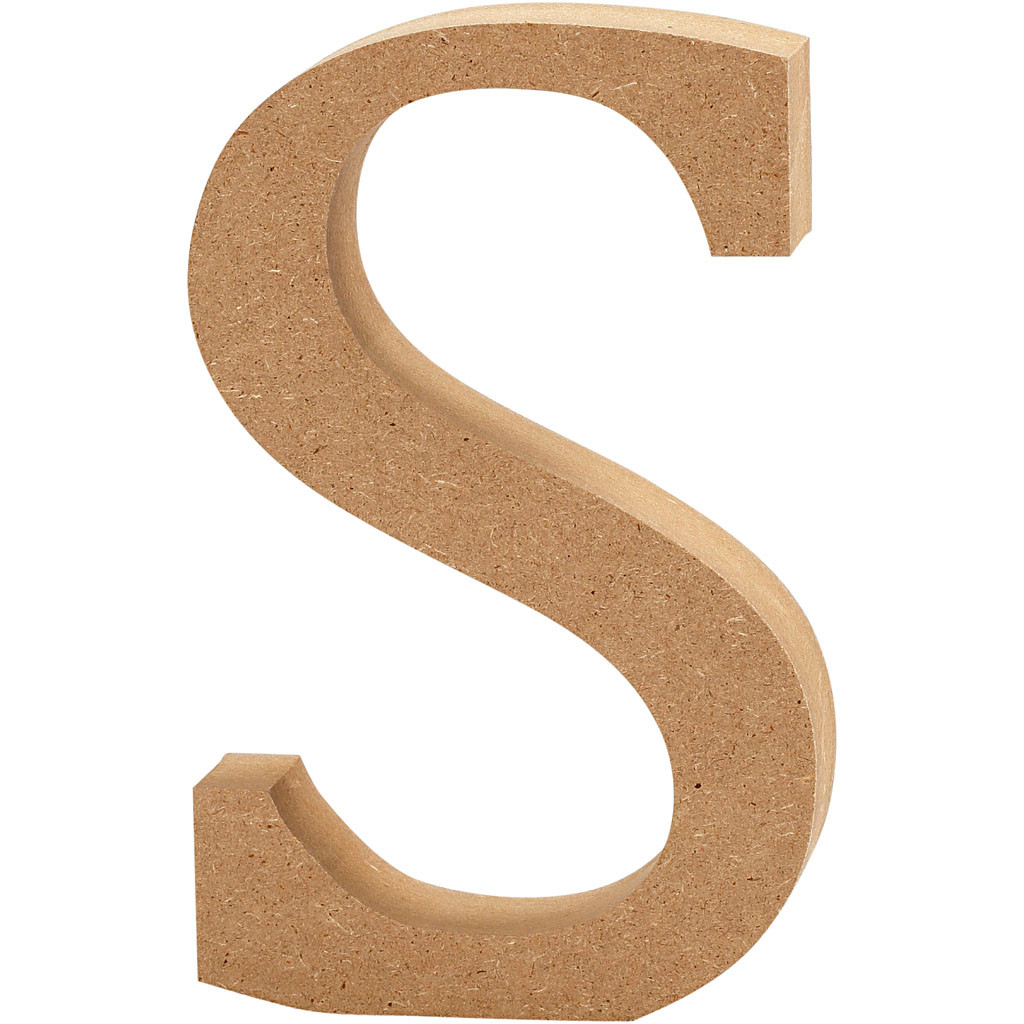 Bogstav - MDF - 13 cm højde - 2 cm tykkelse - S