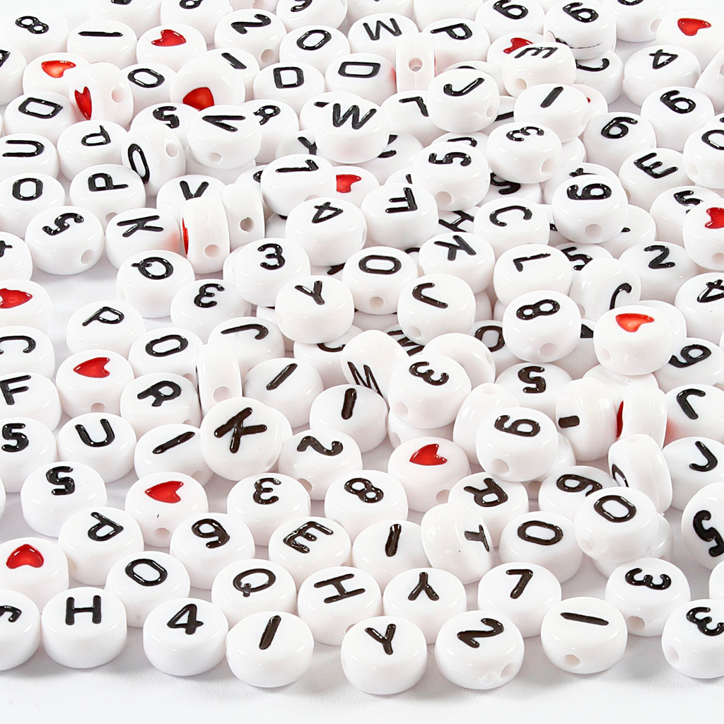 Bogstavperler - Hvid 7mm hulstr. 1,2mm - 200g ca. 1500 stk