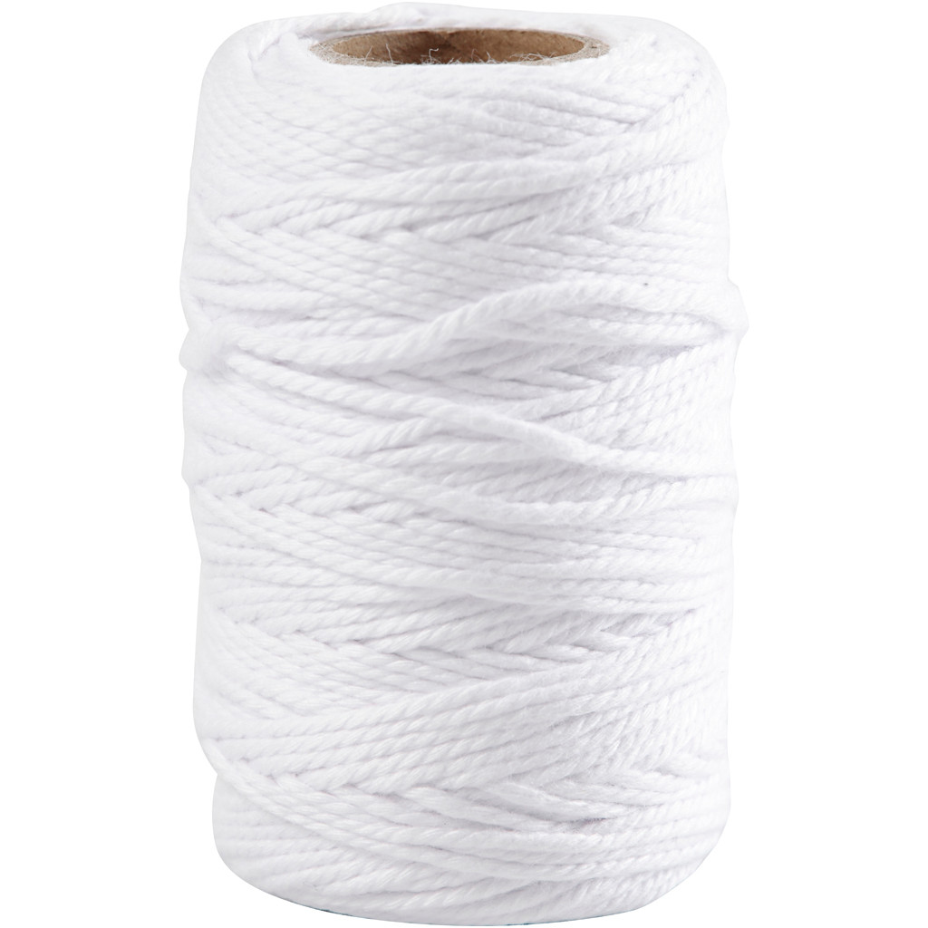 Bomuldssnor tykkelse 1,1 mm hvid - 50m