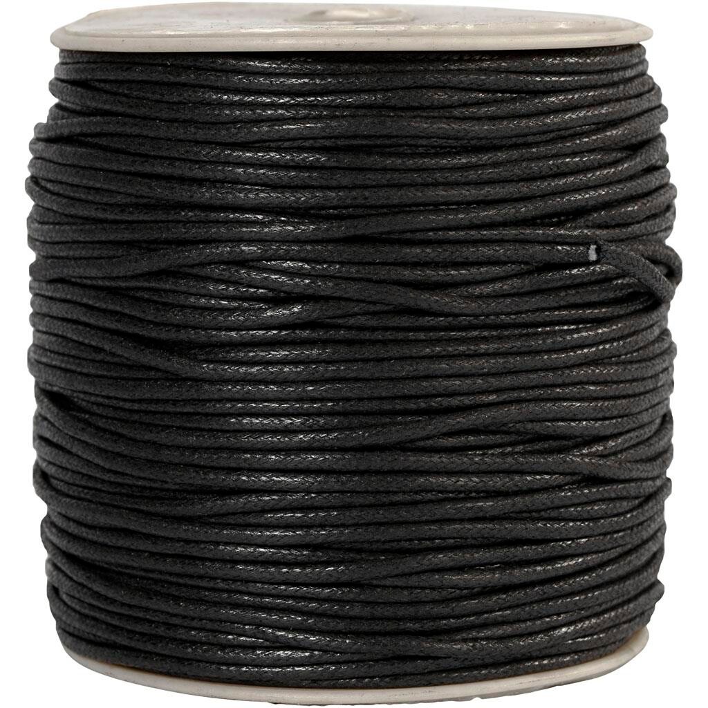 Bomuldssnor, tykkelse 2 mm, sort, 100m
