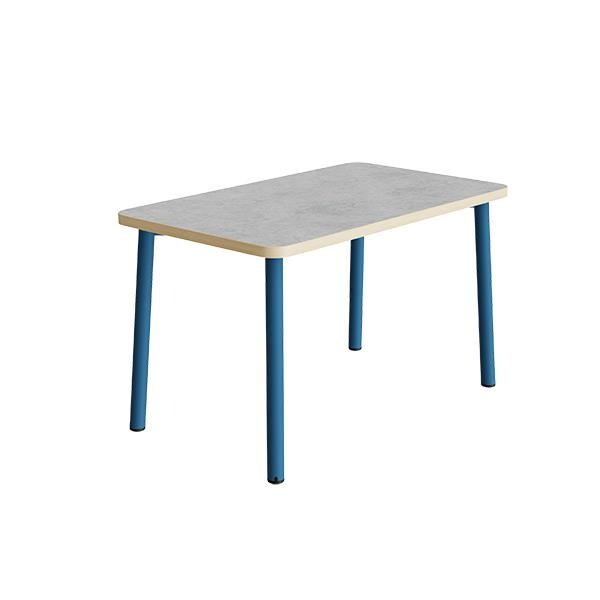 Bord Add 590, L1200xB700xH720 mm, lys grå, lyddæmpende linoleum, blåt stel