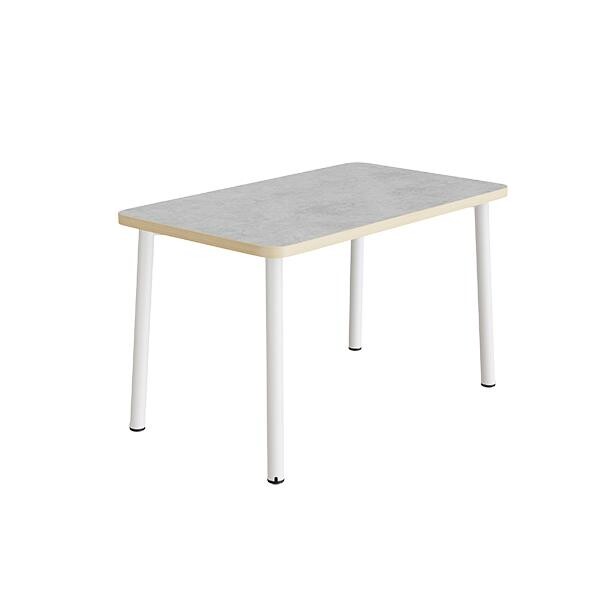 Bord Add 590, L1200xB700xH720 mm, lys grå, lyddæmpende linoleum, hvidt stel
