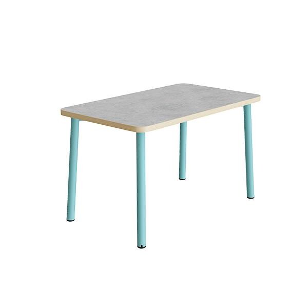 Bord Add 590, L1200xB700xH720 mm, lys grå, lyddæmpende linoleum, turkis stel