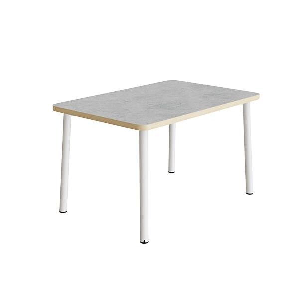 Bord Add 590, L1400xB700xH720 mm, lys grå, lyddæmpende linoleum, hvidt stel