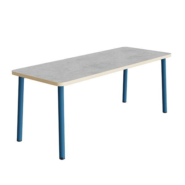 Bord Add 590, L1400xB700xH900 mm, lys grå, lyddæmpende linoleum, blåt stel