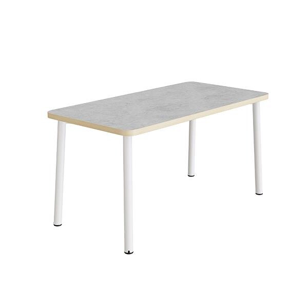 Bord Add 590, L1400xB700xH900 mm, lys grå, lyddæmpende linoleum, hvidt stel