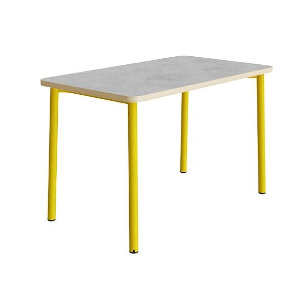 Bord Add 590, L1800xB800xH720 mm, lys grå, lyddæmpende linoleum, gult stel