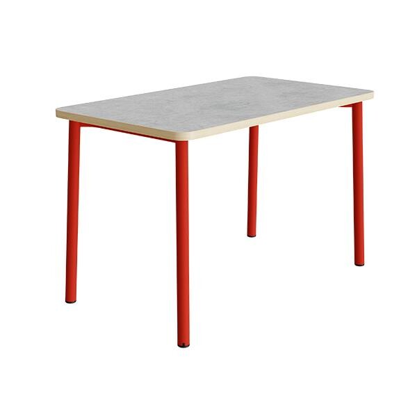 Bord Add 590, 1800x800 mm højde 720 mm, lys grå, lyddæmpende linoleum, rødt stel