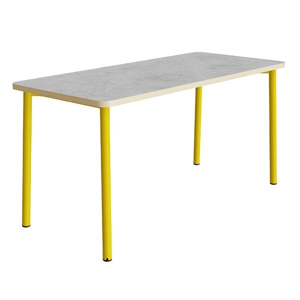 Bord Add 590, L1800xB800xH900 mm, lys grå, lyddæmpende linoleum, gult stel