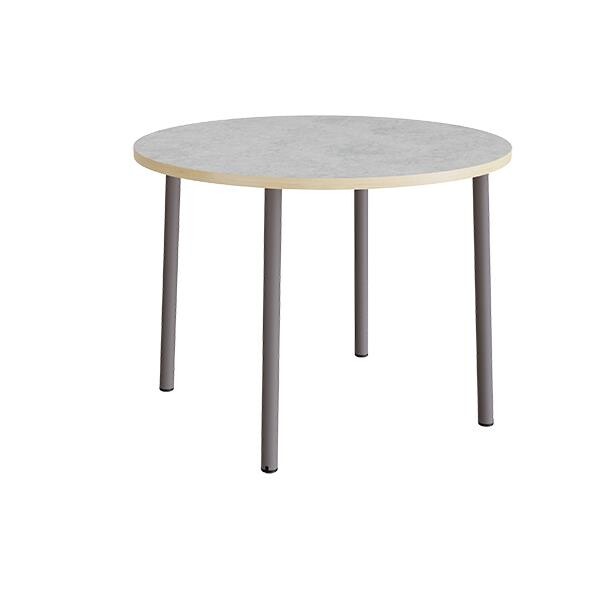 Bord Add 590, Ø1200 mm, højde 900 mm, lys grå linoleum på gråt stel