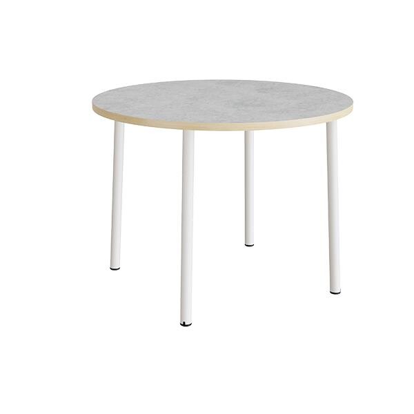 Bord Add 590, Ø1200xH900 mm, lys grå, lyddæmpende linoleum, hvidt stel