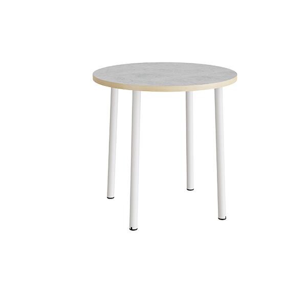 Bord Add 590, Ø900xH900 mm, lys grå, lyddæmpende linoleum, hvidt stel