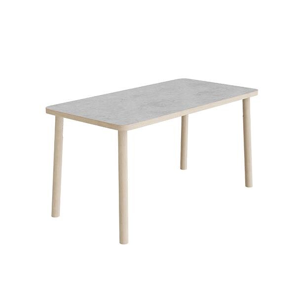 Bord Add Wood 590 1400x700 mm Højde 720 mm med lys grå linoleum, ben i massiv eg