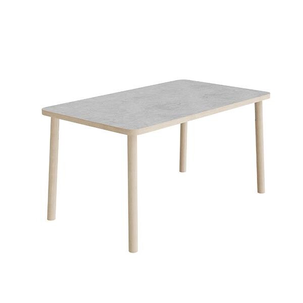 Bord Add Wood 590 1400x800 mm Højde 720 mm med lys grå linoleum, ben i massiv eg