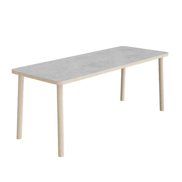 Bord Add Wood 590 1800x700 mm Højde 720 mm med lys grå linoleum, ben i massiv eg