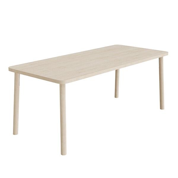 Bord Add Wood 590 1800x800x720 mm med lyddæmpende hvidpigmenteret eg laminat, ben i massiv eg