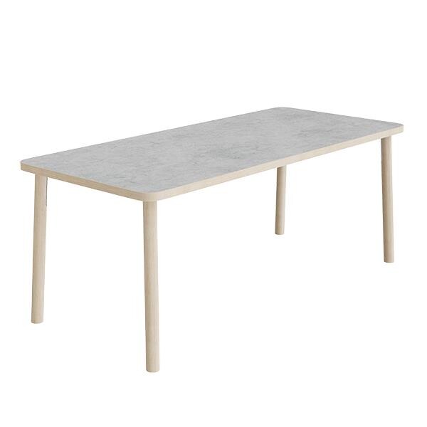 Bord - Add Wood 590 - 1800x800 mm - Højde 720 mm - Lys grå linoleum - Ben i massiv eg