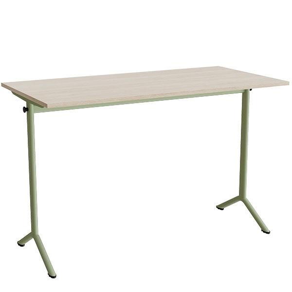 Bord Atlas 1130, 1400x700 mm, hvidpigmenteret eg, grønt stativ