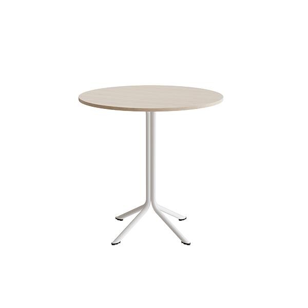 Bord Atlas 1133 Ø900x900mm, Hvidpigmenteret eg med hvidt understel